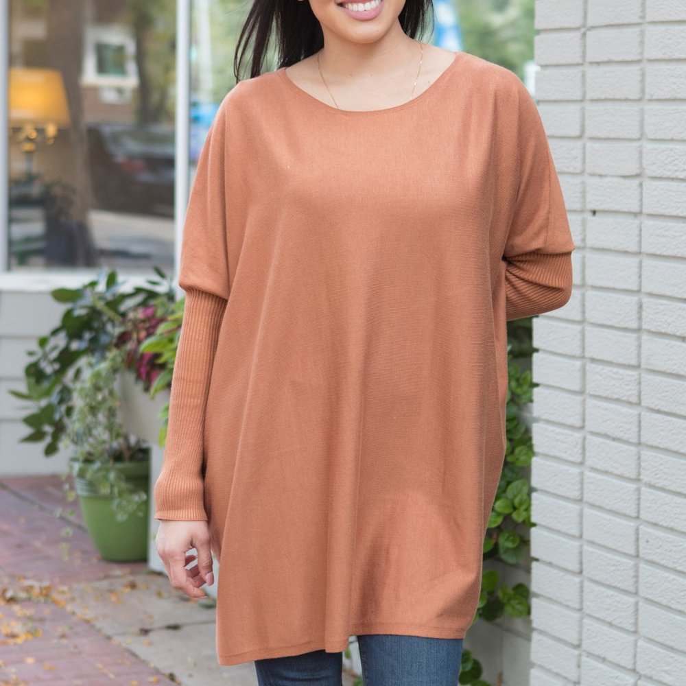 Light Orange Oversized Sweater Top